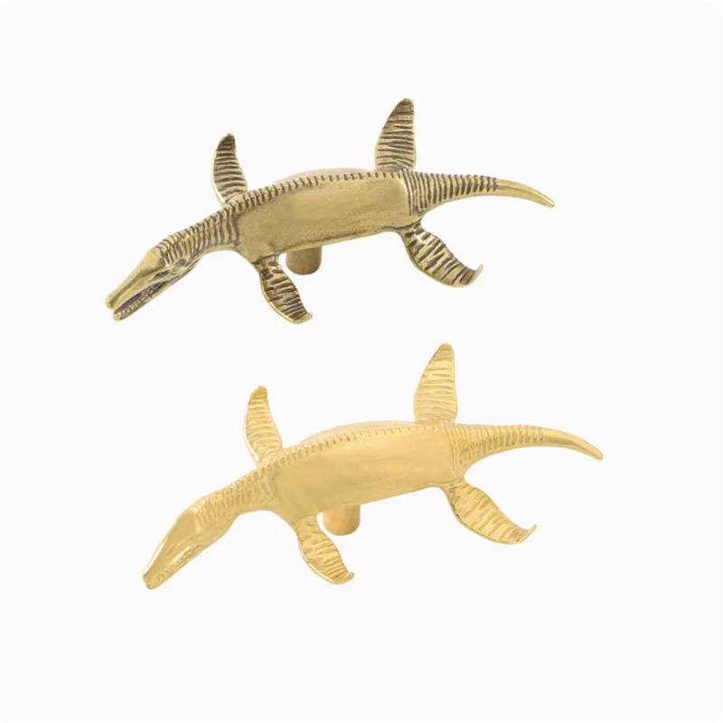 Dinosaur Fish Furniture Handle Door Knobs Brass Animal Handles For Kitchen Wine Cabinet Door Wardrobe Cupboard Drawer Pulls Diy