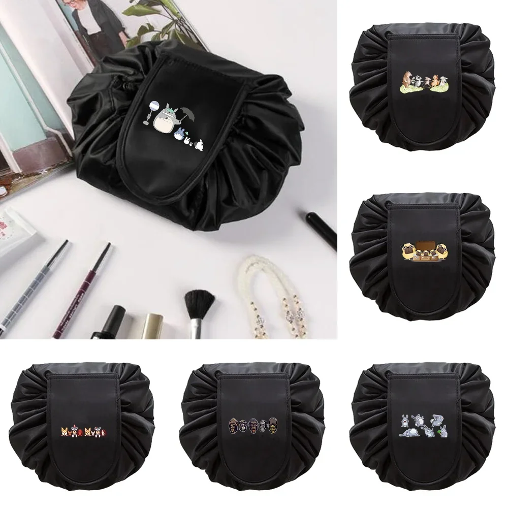 

Drawstring Cosmetic Bag Women Travel Pouch Organizer Make Up Cute Cartoon Printed Storage Bag Kit Box Tools Toiletry Beauty Case