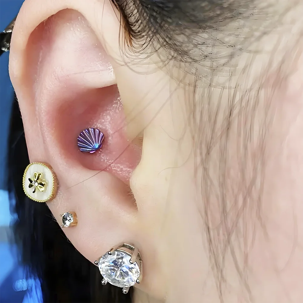 1 قطعة الفولاذ المقاوم للصدأ فراشة مسمار شقة عودة الزنمة اللولب القرط Labret اللولب Daith مسمار البرق القلب تصميم القرط مجوهرات