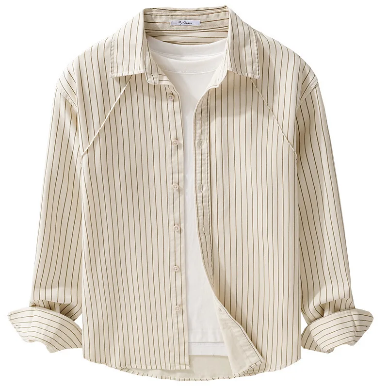 

New Striped Shirt Man Long Sleeve Casual Shirts Korean Style New in Shirts Pure Cotton Button Up Shirt Men Youth Spring Clothing