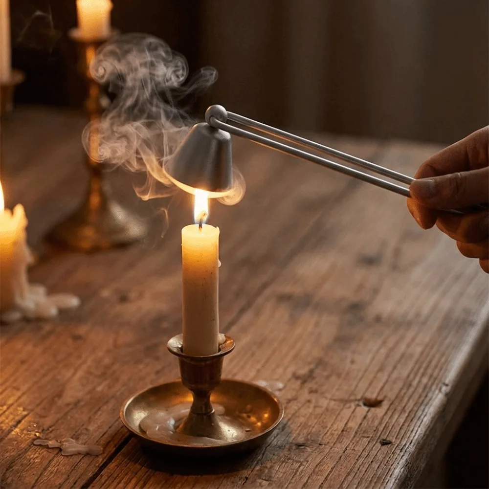 Creative Bell Shaped Candle Snuffer Vintage Heat Resistant Flame Stoppers Non-Slip Long Handle Candle Flame Stopper SPA Use