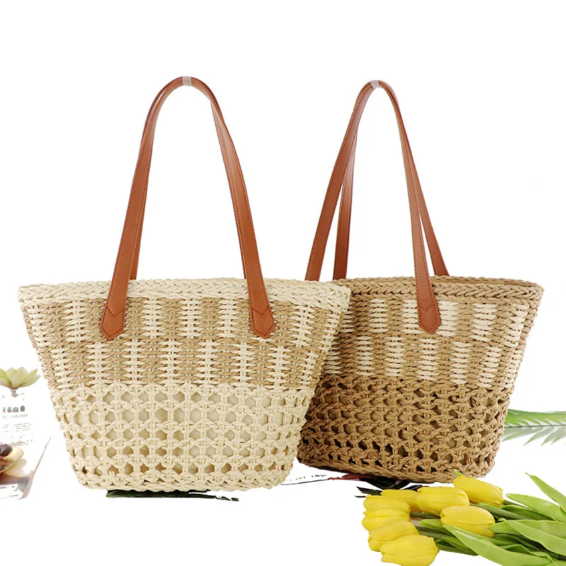 

Straw Shoulder Bags for Women Large Hobo Top-Handle Bag Summer Beach Clutch Handbag Handmade Tote Bag Stylish Straw Satchel Tote