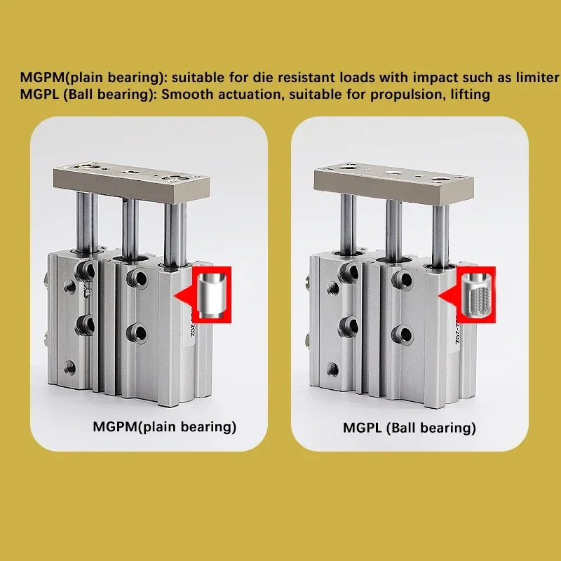 Cilindro guía compacto neumático tipo MGPL SMC MGPL32 MGPL40 MGPL50 MGPL63 MGPL80 MGPL100 carrera 50/75/100/125/150/200MM