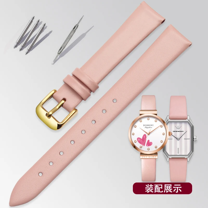 

Leather Watch strap 12 14 16 18 20 22 mm Genuine leather Watch band with rose Gold Pin buckle For IWC For Omega Seiko Casio