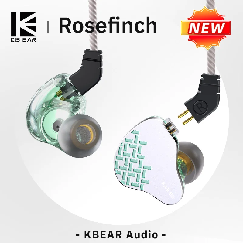 KBEAR new Rosefinch Dynamic Earbuds Hi-Res HiFi Stereo Surround Music Headsets In-Ear Sport Game Live Streaming 2m wire  TypeC