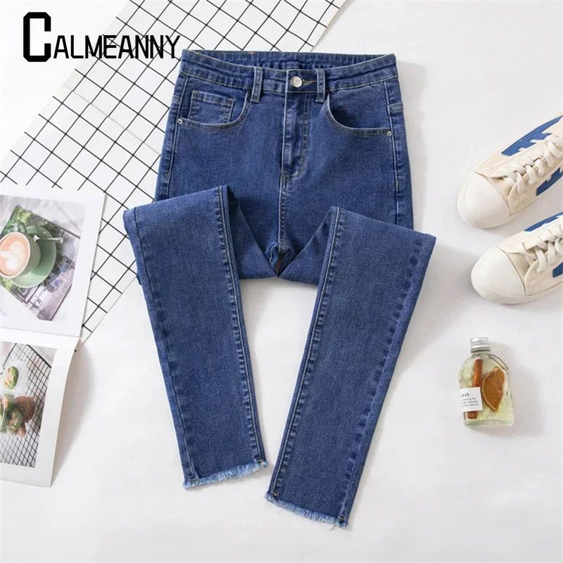 

Женские джинсы, весенне-осенние новые универсальные узкие брюки с высокой талией, повседневные женские джинсовые брюки, женские эластичные джинсы-карандаш