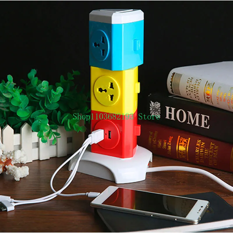 Creative Vertical Patch Panel Cross-Border Porous Socket USB Foreign Trade Power Strip Export Power Strip