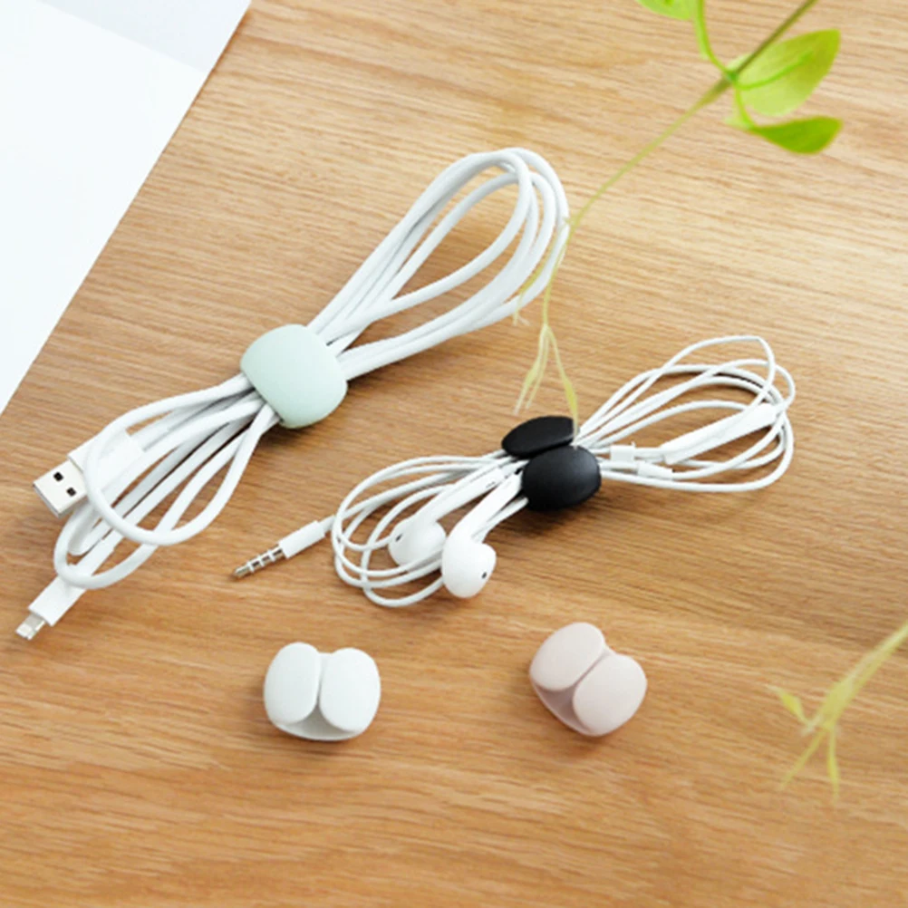 

4pcs Earphone Winder Mobile Phone Cable Buckle Multi-function USB Cable Wire Clamp Cable Clamp Set (Random Color)