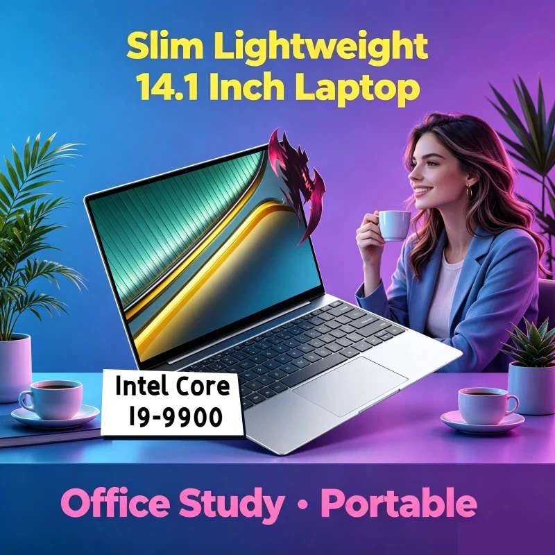 

Ultra Slim 32GB 2TB New 14.1 Laptop Intel Core I9-9900 Windows 11 Pro 1920*1080 HD Office Study Computer PC