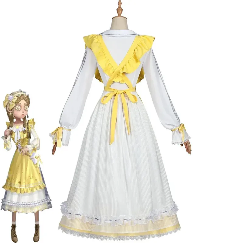 لعبة الهوية V آن ليستر لعبة التاجر التأثيرية فستان أصفر لامع أغطية الرأس شعر مستعار امرأة لطيف أنيمي حفلة اللعب الزي؛ 2