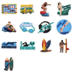 Surfing Sport Shoe Charms for Crocs Accessories Women Clogs Pins Men Badge Kids Jeans Boy Girls Decorations Buckle Shoes