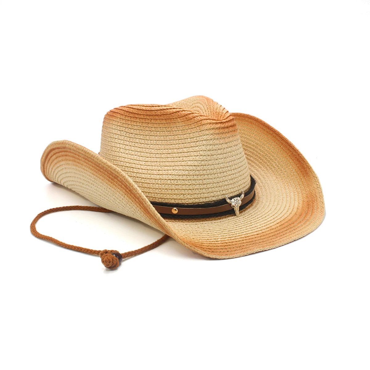 Spring and summer men and women the same style straw hat western cowboy hat sun straw hat riding straw hat wide brim jazz hat