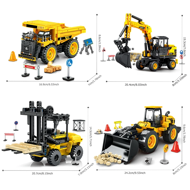 SEMBO City Engineering Vehicle Scene Series Building Block Kits Construction Excavator Truck Brick Assembly Toys For Boys Gifts