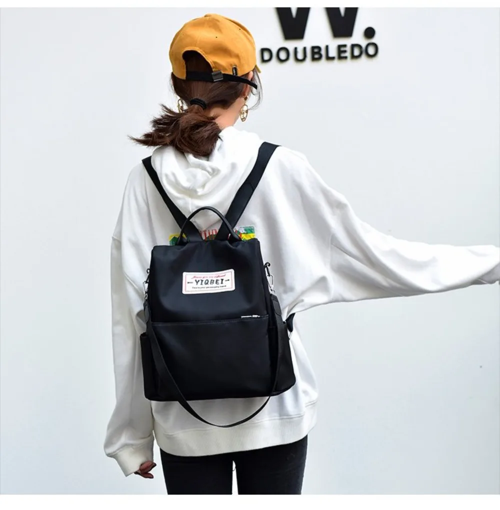Wasserdichter Oxford-Rucksack mit hoher Kapazität, Diebstahlsicherer, leichter Reise-Tagesrucksack, einfarbig, vielseitige Umhängetasche für Damen – Detail 6