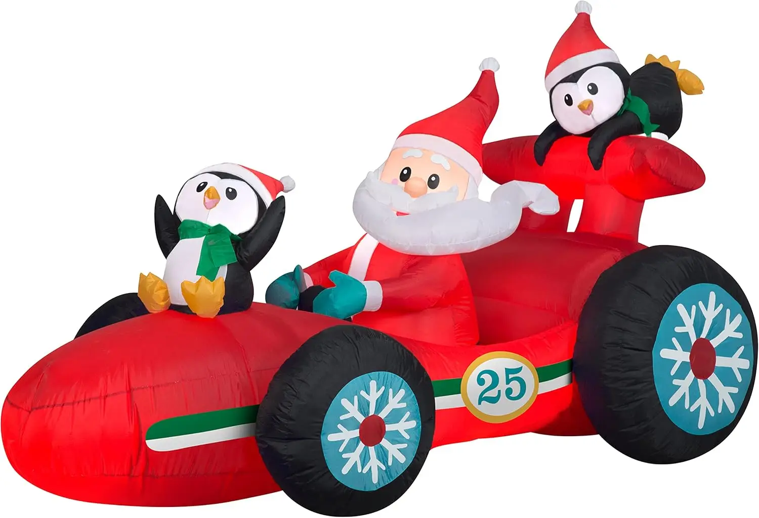 Christmas Airblown Inflatable Inflatable Santa's Racecar with Penguins, red