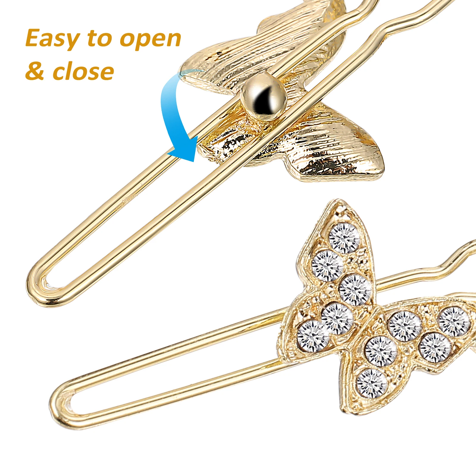 

4Pcs Butterfly Hair Clips Crystal Decorated Vintage Style Elegant Hairpins for Women Girls Party Wedding Daily Wear Hair
