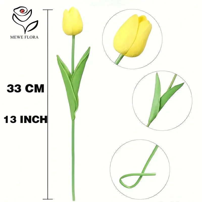 10 Pieces Real Touch Tulip Artificial Decorative Flowers PU Fake Tulips Bouquet Boho Home Aesthetic Room Vase Garden Decoration