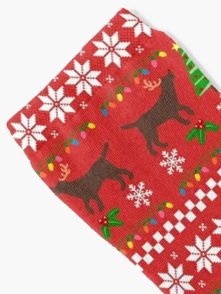 Chocolate Labrador Rudolph Reindeer Christmas Socks soccer anti-slip winter thermal cute Mens Socks Women's