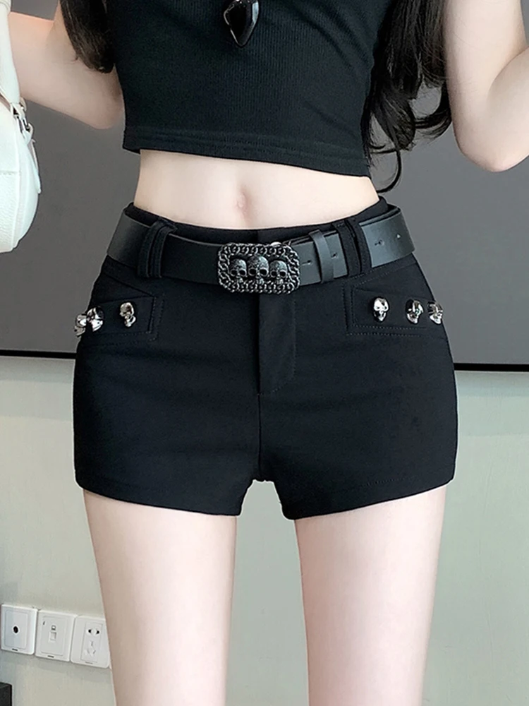 여성 여름 스트레이트 레그 바지 아메리칸 스타일 매운 소녀 엉덩이 포옹 ight 로우 웨이스트 a 라인 벨트 캐주얼 핫 바지