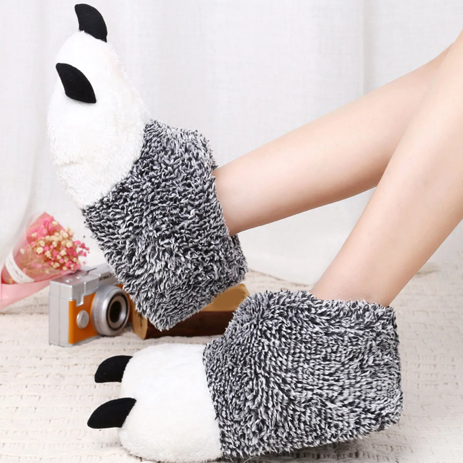 Autumn Winter Warm Home Paw Plush Slippers Thermal Soft Cotton Animal Bear Claw Slippers Indoor\\Floor Shoes Slides for Bedroom