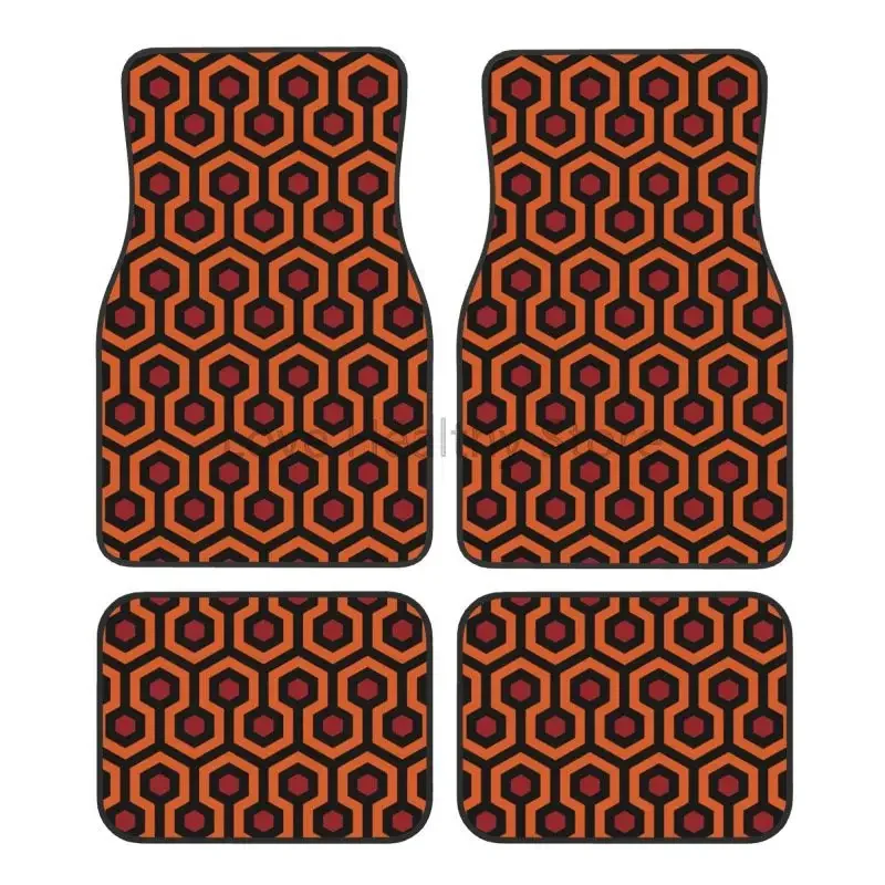 The Shining Overlook Hotel Pattern Car Floor Mats Set of 4 Pieces Auto Front and Rear Foot Mats with Rubber Backing Car Decor