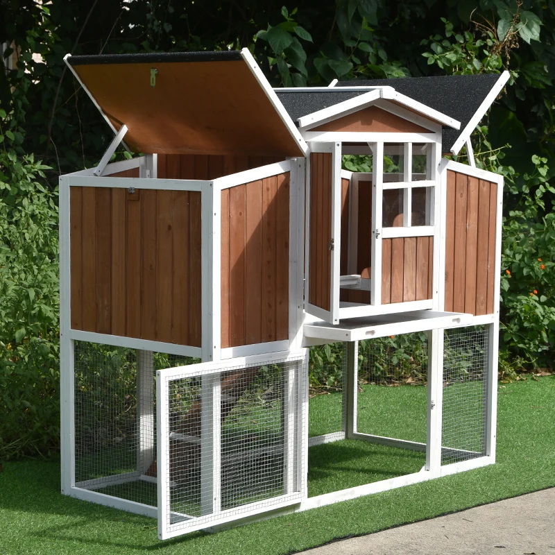 Solid Wood Chicken Cage Rabbit Cage Chicken Coop Outdoor Pet House Double Birdcage Rain-proof Rotten Chicken House