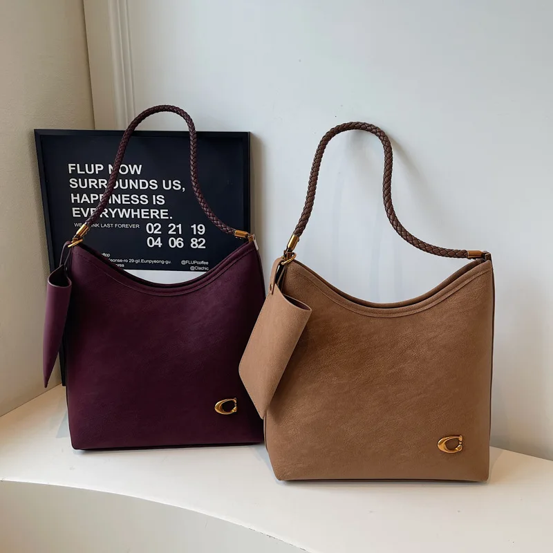 

Осенне-зимняя винтажная сумка-тоут подмышками, просторная сумка через плечо, женская сумка через плечо «день-ночь», повседневная сумка-слинг, минималистский стиль