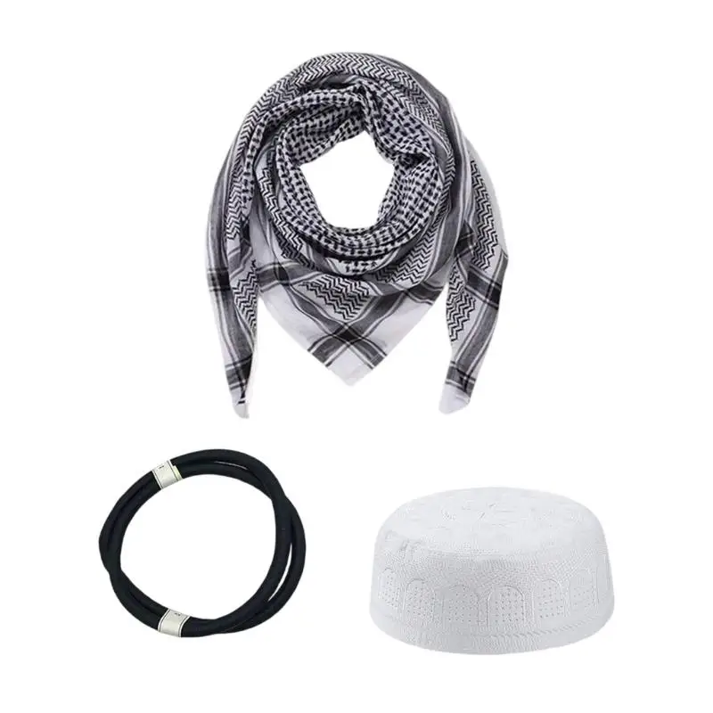 A52E Lightweight Arabic Scarf Set Igal Polyester Material Foldable For Desert Adventures And Theme Parties