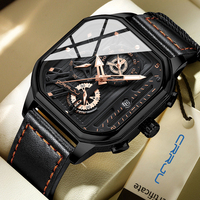 CRRJU Men Watch Top Brand Luxury Military Leather Square Clock Quartz Business Sport Wristwatch Relogio Masculino