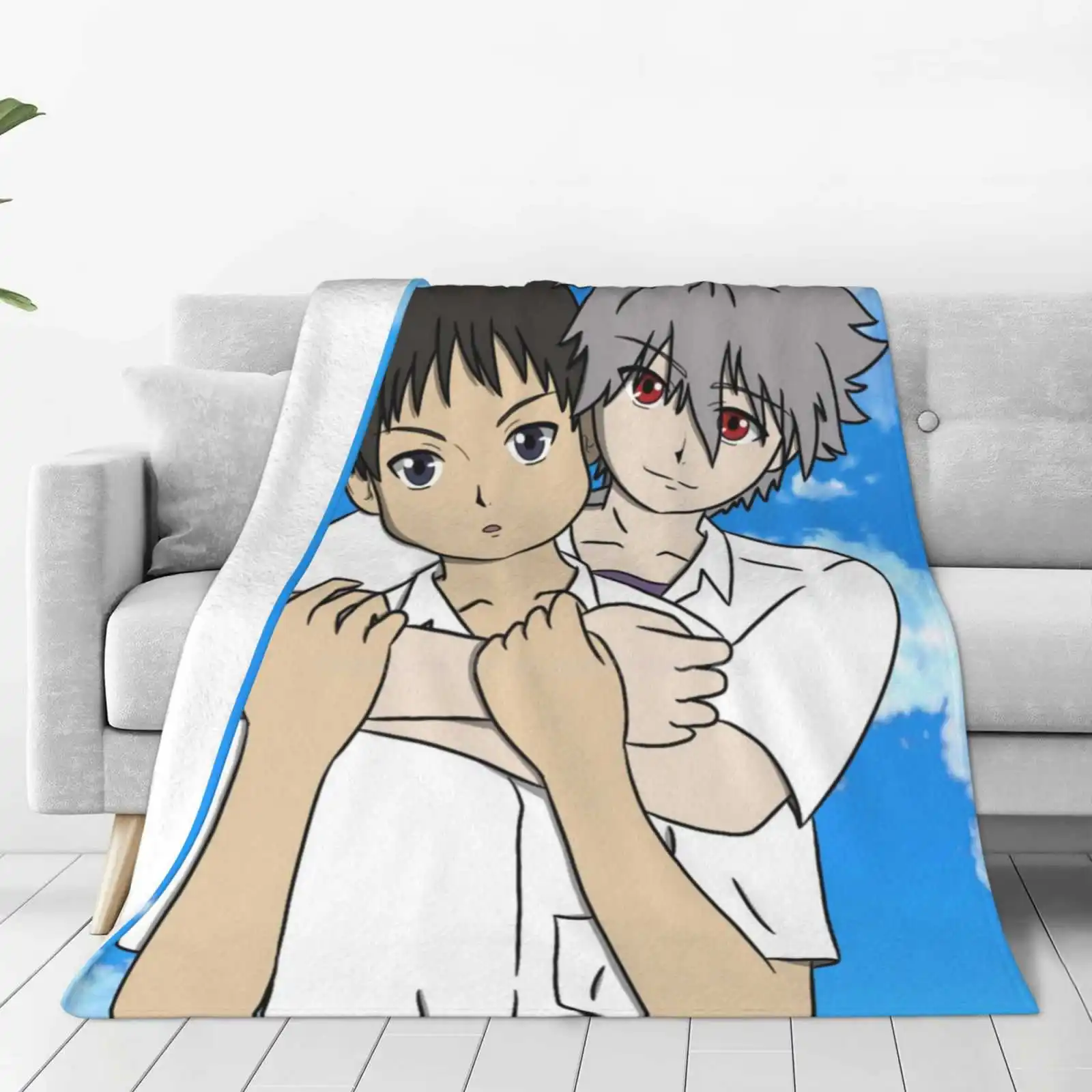 Shinji Kaworu For Home Sofa Bed Camping Car Plane Travel Portable Blanket Kaworu Nagisa Shinji Ikari Anime Manga