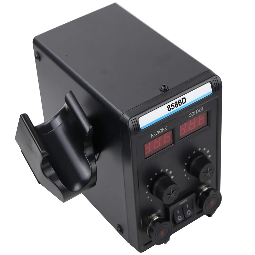 Soldering Iron and Heat Hot Air Gun 2-in-1 SMD Rework Station with Dual LED Digital Displaying for Soldering and Desoldering