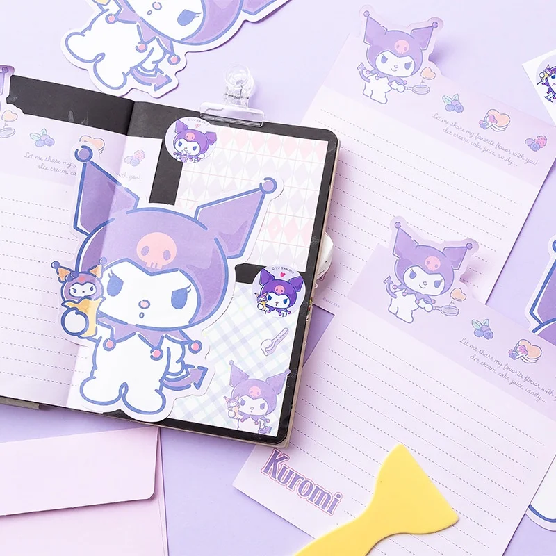 24SET/LOT SANRIO LITTTWINSTS KUROMI MELODY MEMO PAD CUTE ENVELOPE المهرجان رسالة تحية بطاقة MEMO PAD إمدادات المدرسة