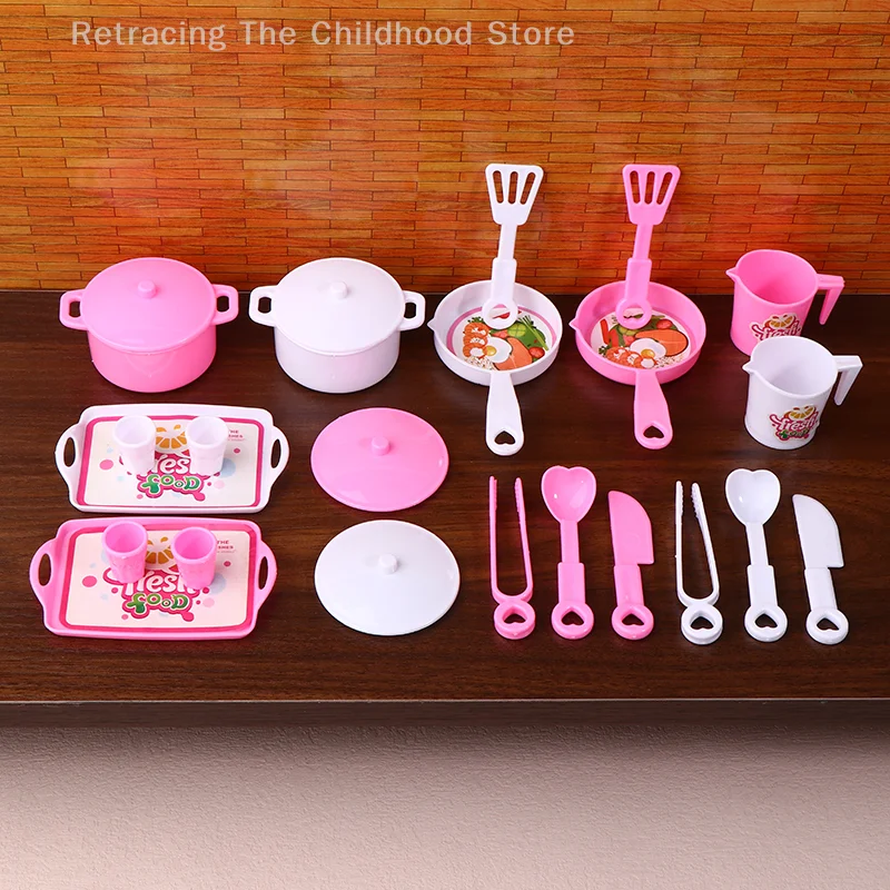 1 ensemble maison de poupée Mini vaisselle ustensiles de cuisine Simulation Pot plateau tasse poupée maison cuisine décoration semblant jouer jouets enfant cadeaux