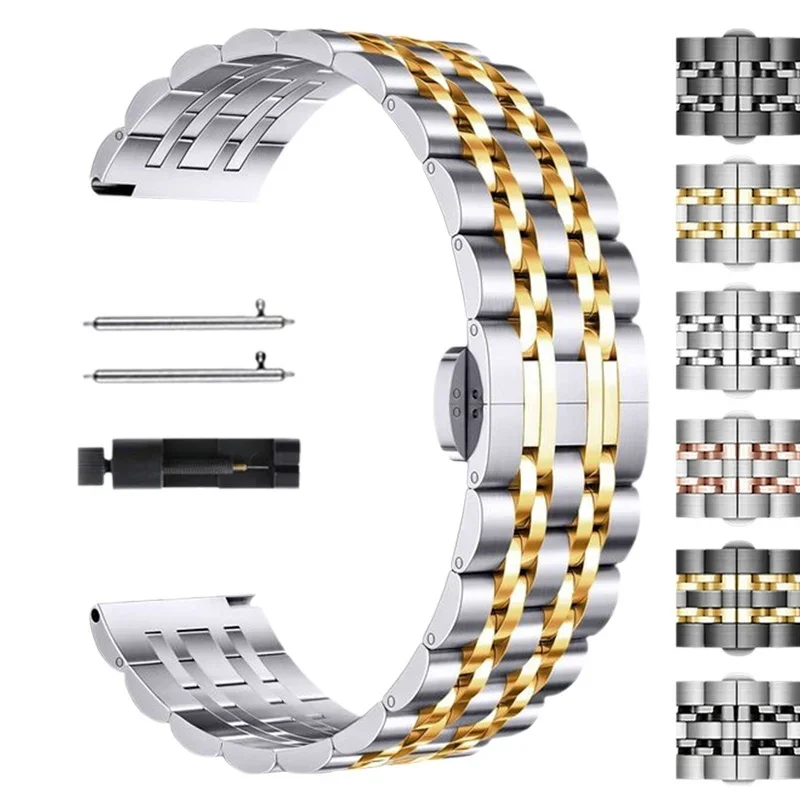 20 22 مللي متر معدن سوار فولاذي غير قابل للصدأ لسامسونج غالاكسي Watch7 6 42 مللي متر 46 مللي متر 4 5pro 45 مللي متر 44 مللي متر حزام سوار لهواوي GT2 GT3 الفرقة