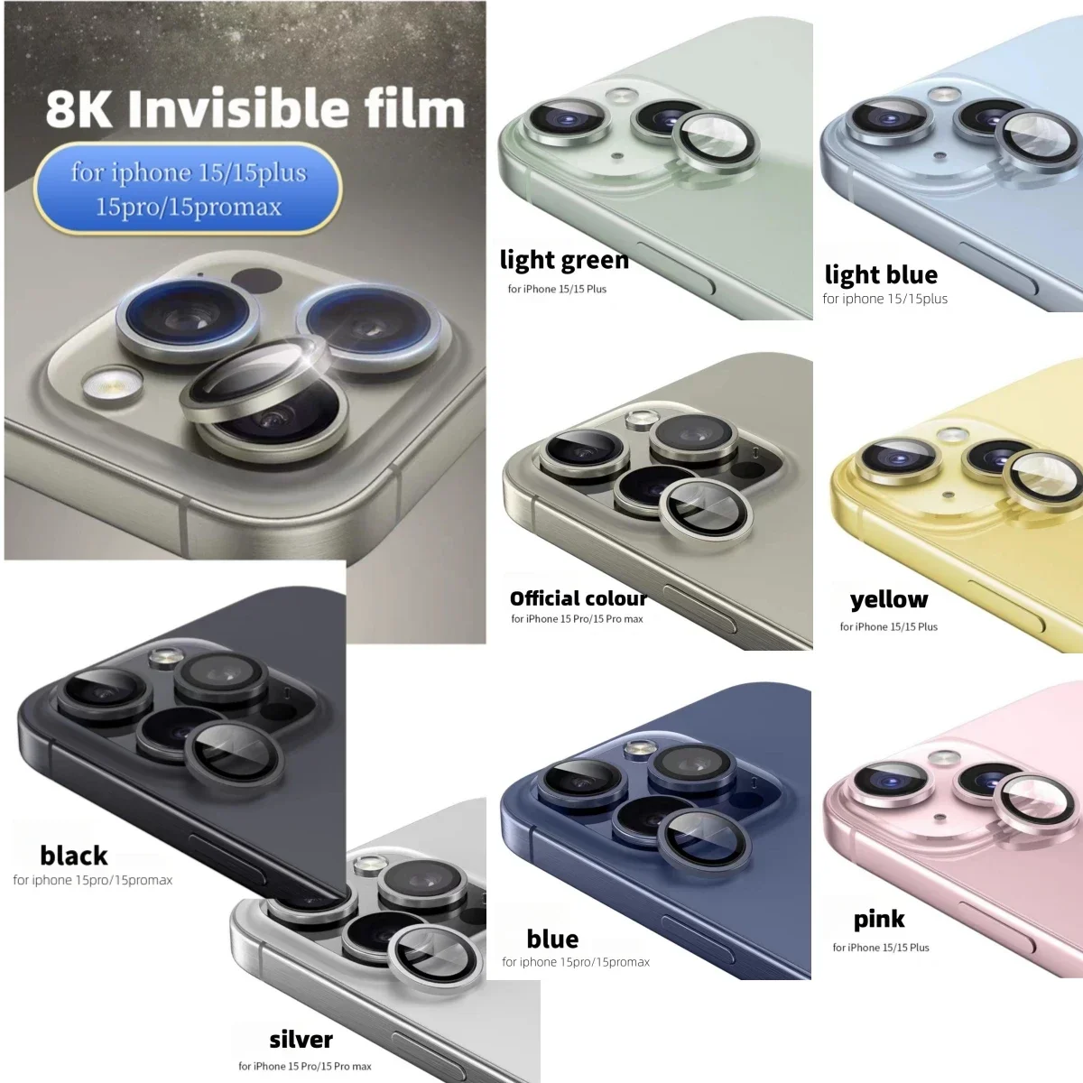2-3 قطعة حماية الكاميرا آيفون 15 زائد 16 زائد عدسة الزجاج المقسى على آيفون 15 برو ماكس حلقة معدنية حامي الفيلم