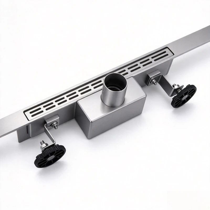 For 304 Stainless Steel Hidden Rectangular Floor Drain Same-Layer Side Drain Support Leg Bathroom Shower Anti-Odor