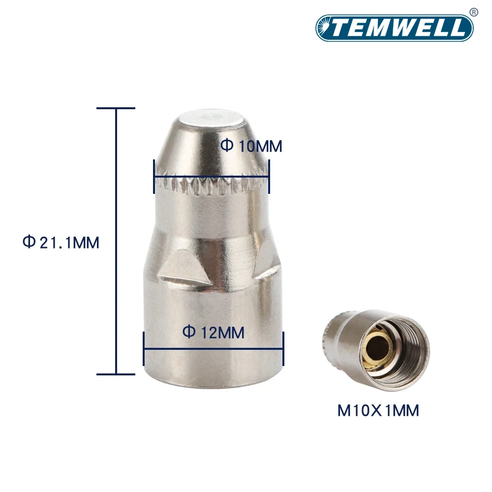 TEMWELL-Buse de protection revêtue P80, torche de découpe plasma à électrode, pointe de soudage CNC, 1.1mm, 1.3mm, 1.5mm, 1.7mm, 60A, 80A, 100A, 20 pièces