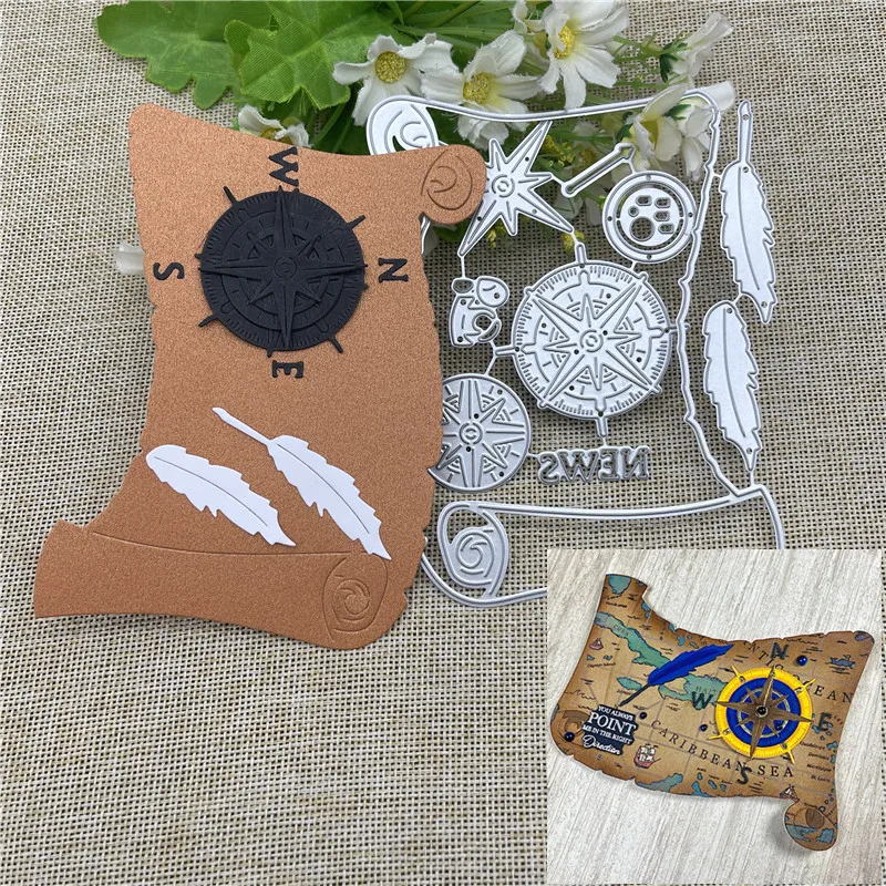 Compass Scroll Set Frame  Metal Cutting Dies Stencils For DIY Scrapbooking Decorative Embossing Handcraft Template