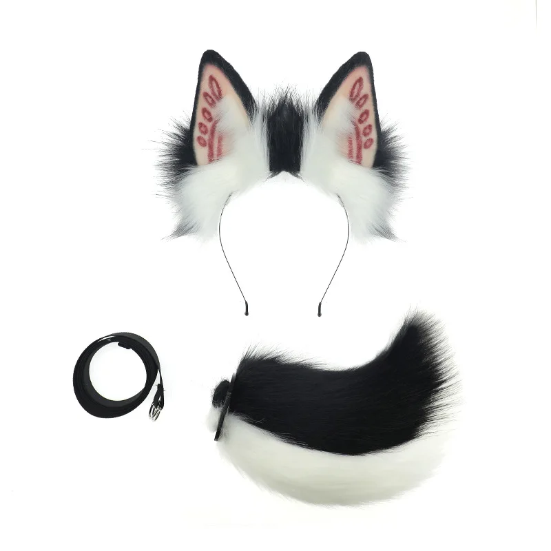 Original Girl Fashion Items Diablo Plush Rabbit Ears Headband Rabbit Tail Set Halloween Beast Ears Beast Tail Set