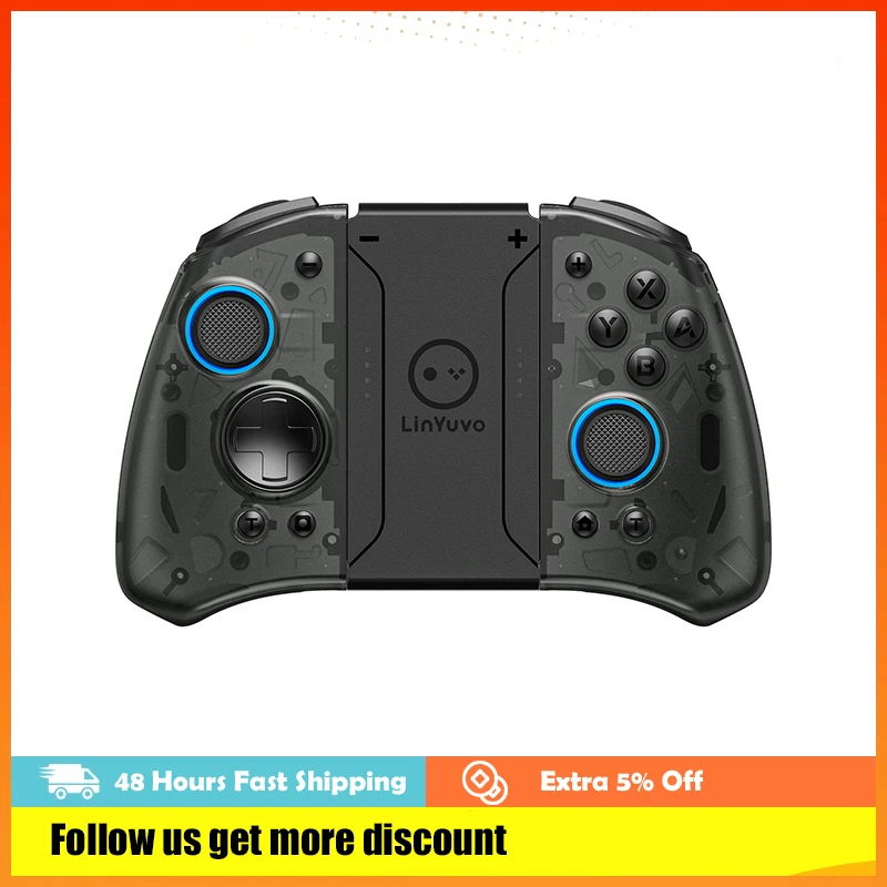 Meteor Light Wireless Joy-pad with Mechanical Buttons for Switch/Switch OLED, with Programmable, 6-Axis Gyro, Turbo & Vibration