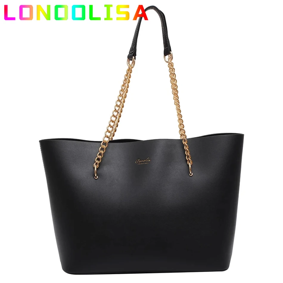 Luxury Handbags Women Bags Chain Designer Solid Color PU Leather Shoulder Bags for Women 2024 Large Capacity Shopper Tote Bags