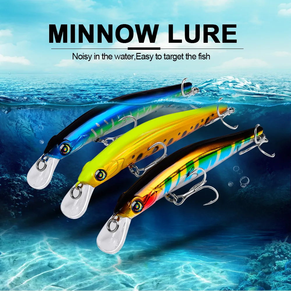 PROBEROS 1pcs Fishing Lure 3g-11.5g-24.5g Hard Artificial Minnow Lures 6 Color Crankbait Fishing Baits Treble hook dw499