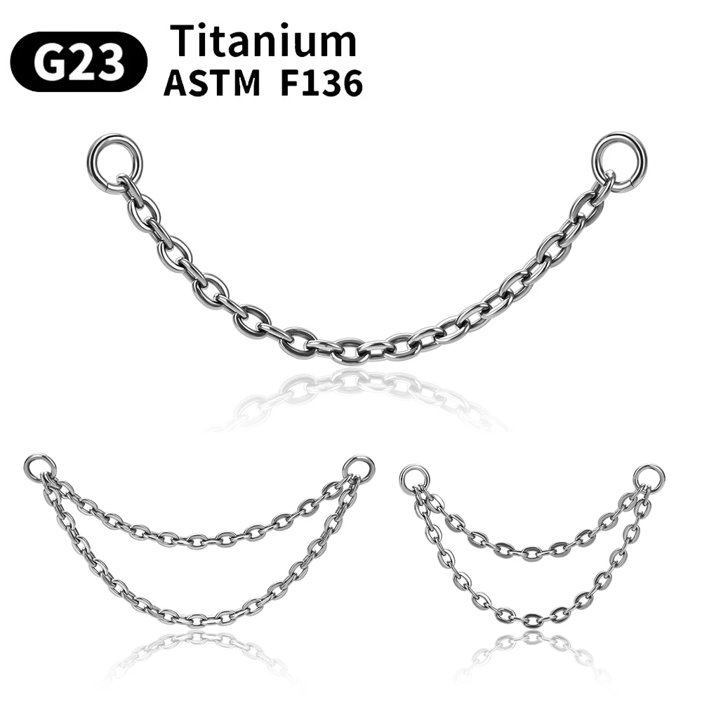 G23 Titanium Chain Ear Studs Labret Lip Sling DIY originality punk Body Piercing Jewelry and Hinged Earring for EAR PIERC  Chain