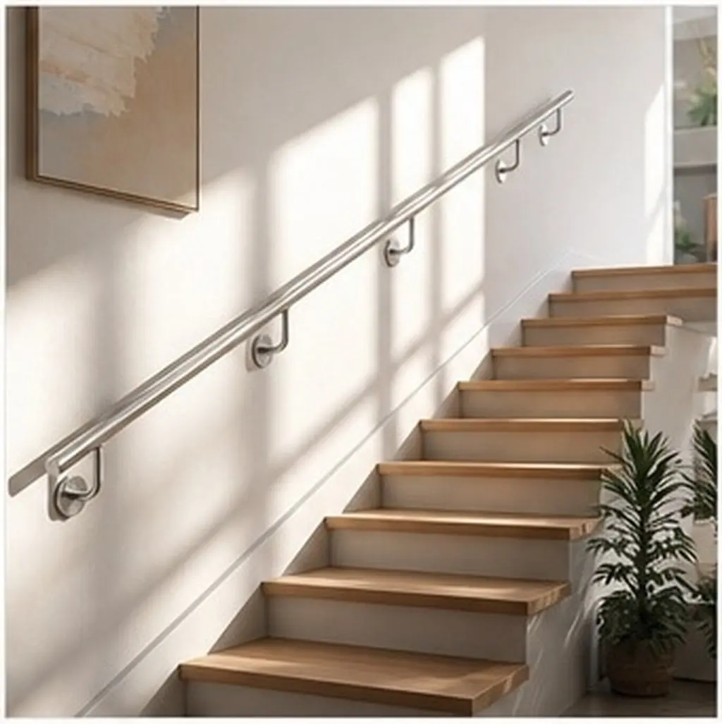 4Pcs Stainless Steel Stair Rail Brackets Mounted Handrail Support Brackets Upright Column Banister Fixing for Home