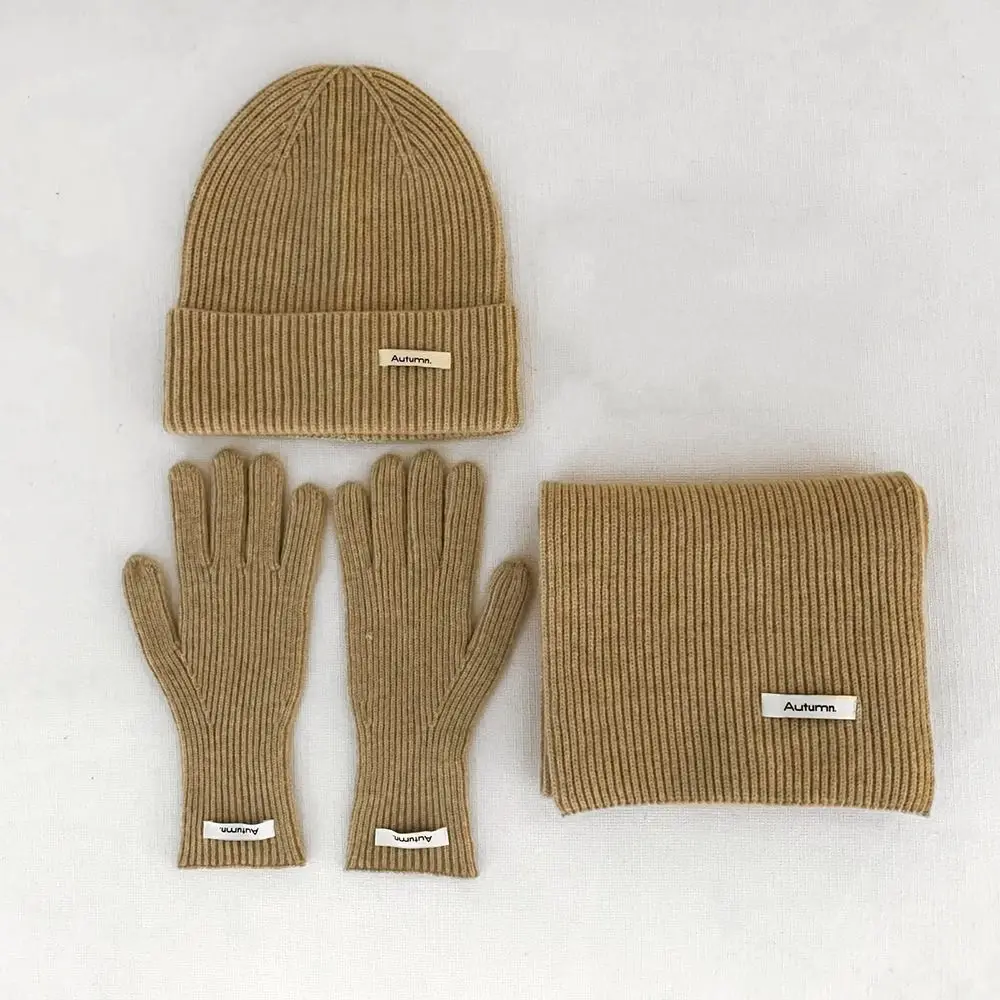 New Red Hat Scarf Gloves Set Warm Cotton Thickened Knitted Woolen Cap New Year Ear Protection Winter Beanie Hats Christmas Gift