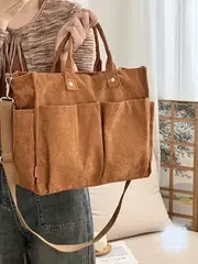 Cord-Umhängetasche Stilvolle Pendler-Schultertasche mit Mehreren Geräumigen Fächern Handtasche für Damen – Detail 39