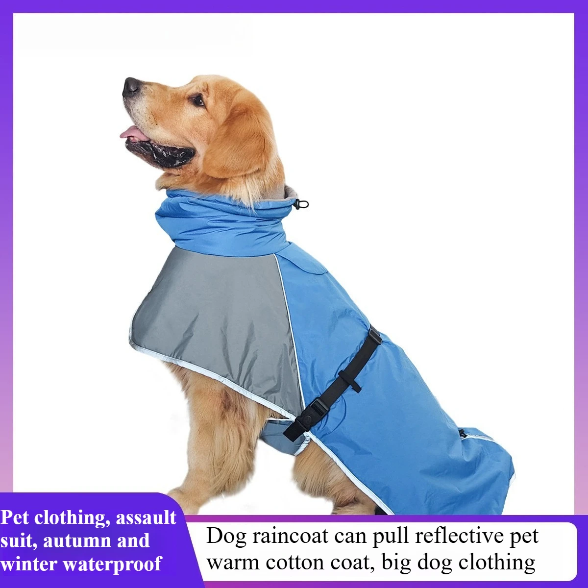 

Pet Dog Raincoat Assault Suit Autumn Winter Waterproof Can Be Pulled Reflective Pet Warm Cotton Coat For Dog Small Medium Large