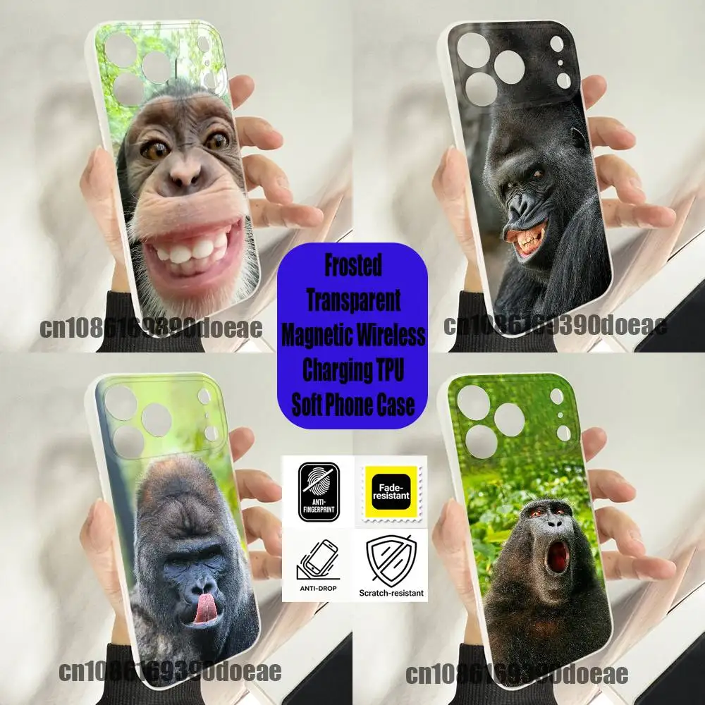 

For Funny Monkey Gorilla Baboon Meme Phone Case iPhone 12,16,11,14,13,17,15,Plus,E,Pro,Max,Air,Mini Wireless Magnetic Clear