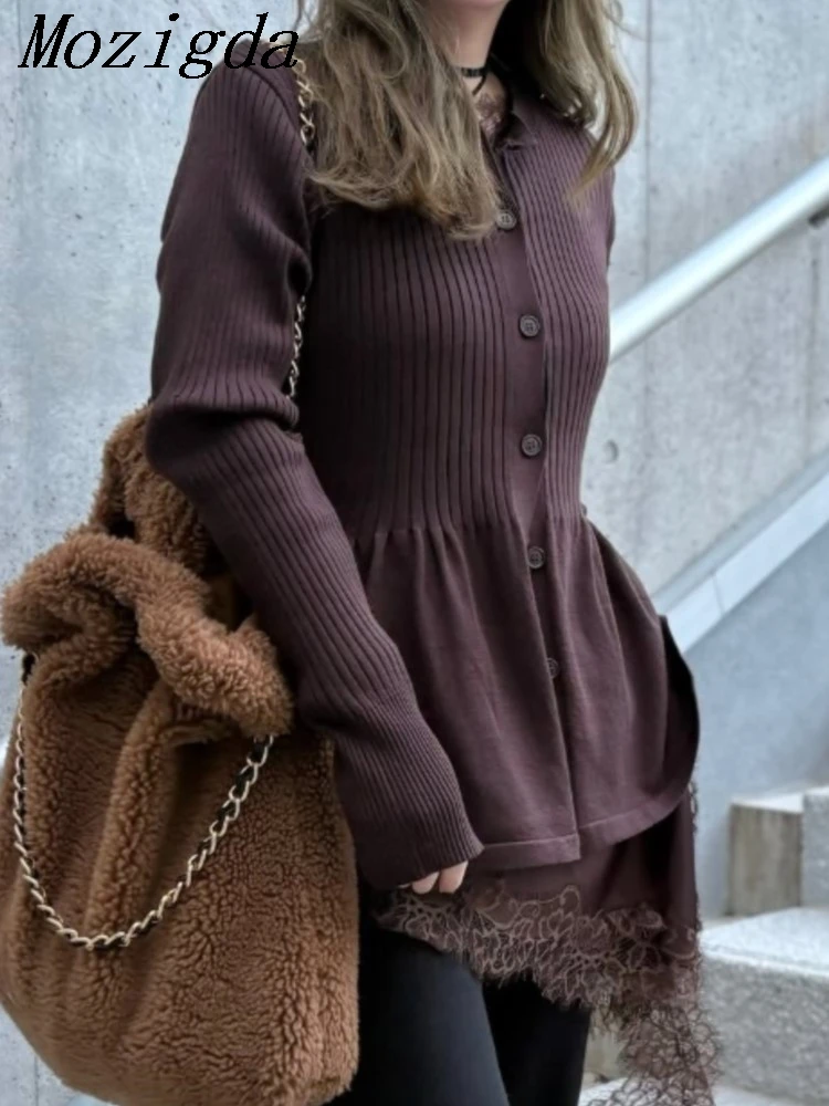 

Весенне-осенний вязаный кардиганский свитер с длинными рукавами, женский корейский модный женский свитер с рюшами, кардиганы, топы, Pull Femme