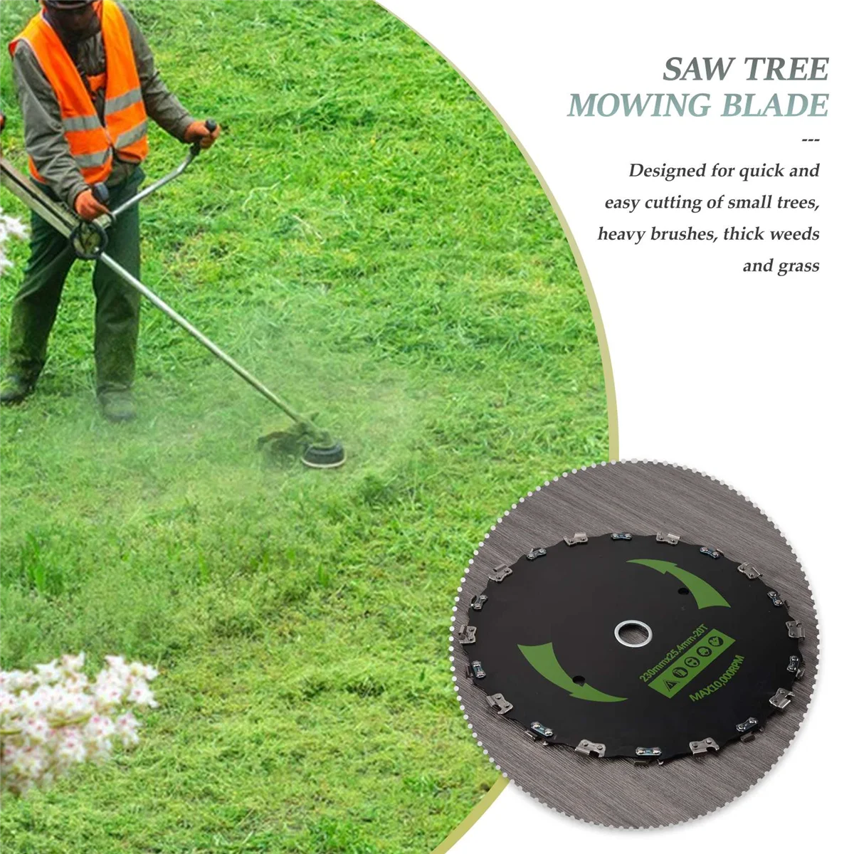 9Inch Chain Saw Tooth Mower Blade 20 Teeth Chainsaw Brush Cutter Grass Heavy Duty for Gas Electric Trimmer Garden(B)